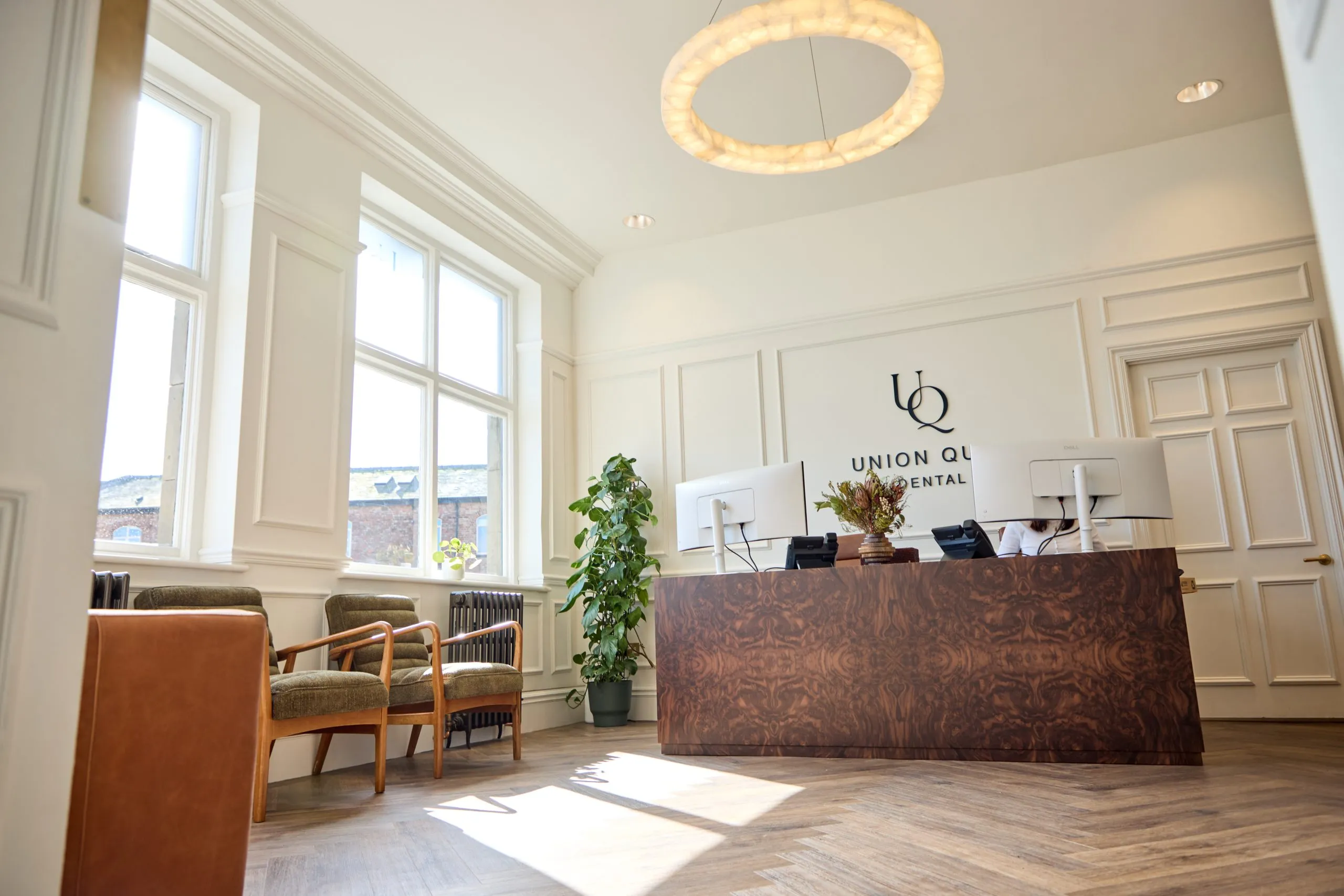 Reception at Union Quay Dental, Tynemouth — a dental practice designed and delivered by BH Projects Group