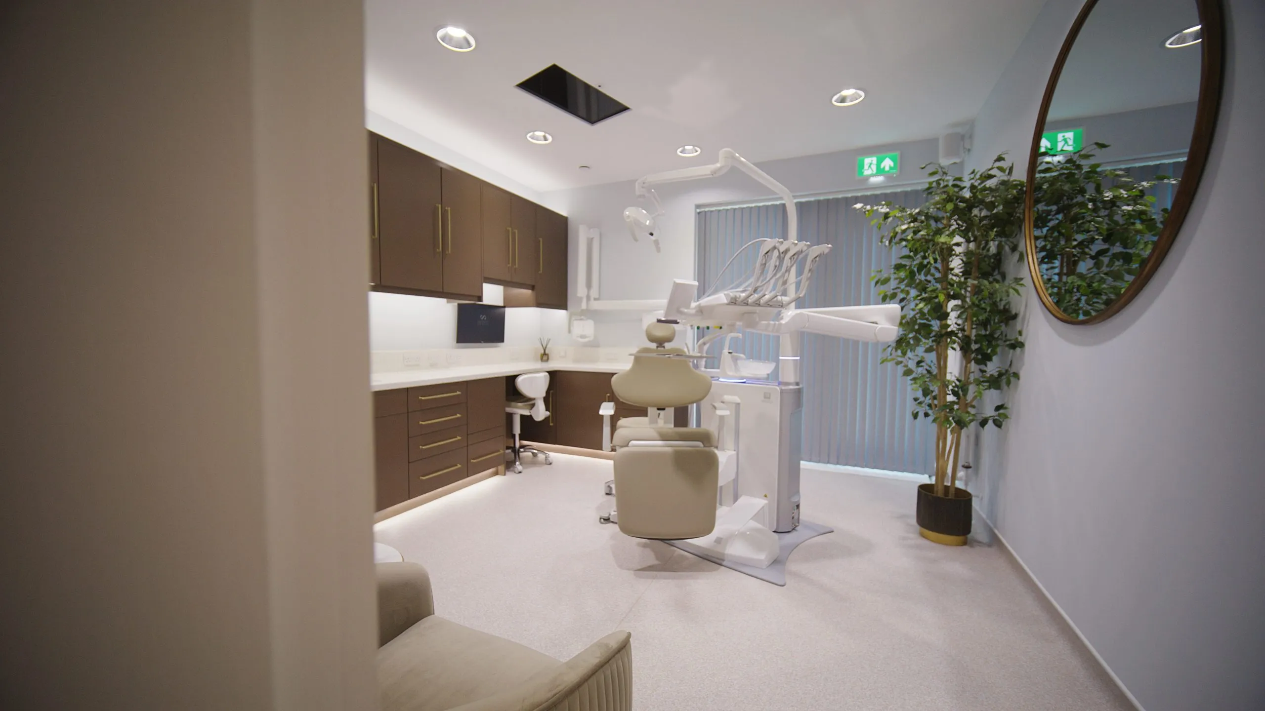 Treatment room with new dental chair and bespoke storage at Infinity Dental Suite, Harrogate